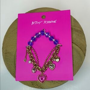 Betsey Johnson Gold and Blue Charm Bracelet